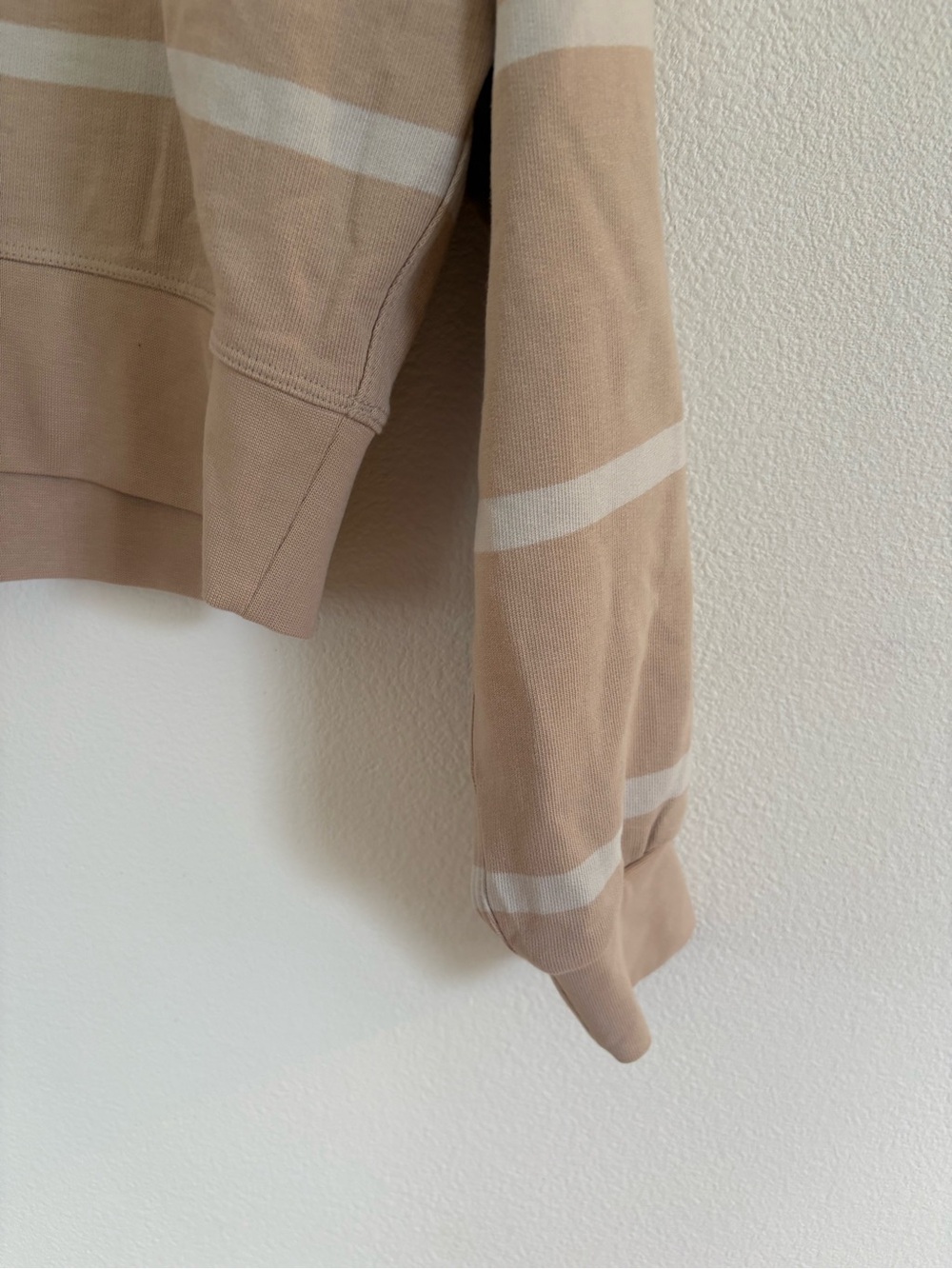 Lululemon Athletica Perfectly Oversized Crew Stiped Sweatshirt Beige & White - Picture 2 of 5